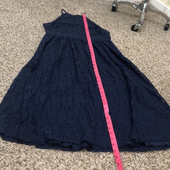 Francesca’s Collection Soprano Midi Dress Size Medium Navy Blue Floral Lace - Picture 9 of 9